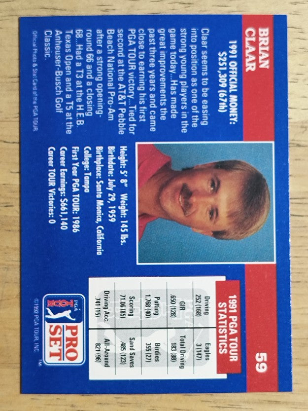 1992 Pro Set #59 Brian Claar