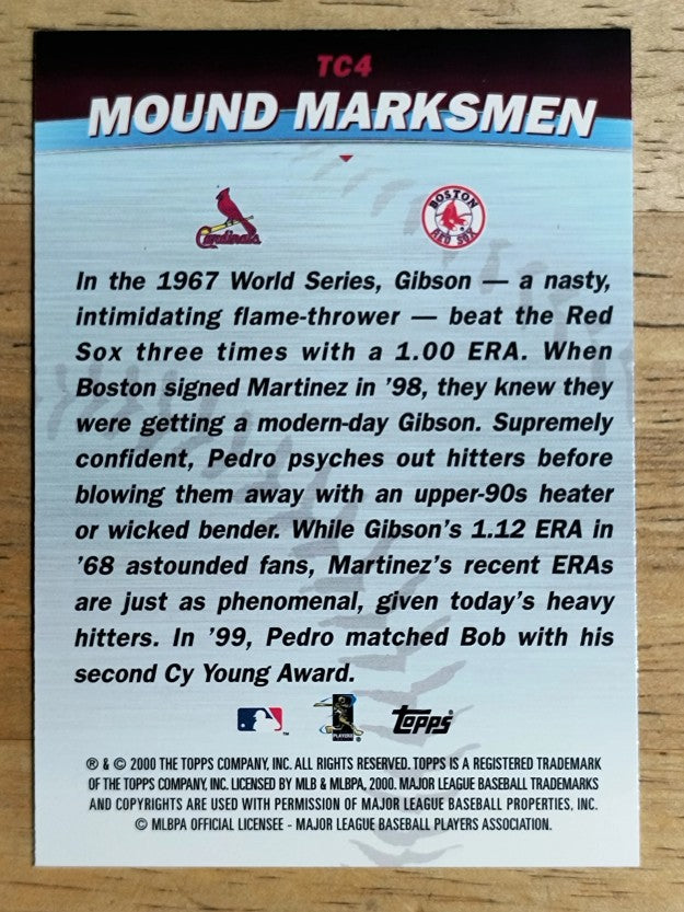 2001 Topps Combos #TC4 Bob Gibson/Pedro Martinez