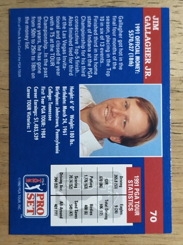 1992 Pro Set #70 Jim Gallagher