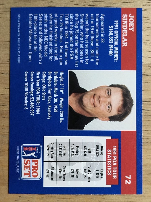 1992 Pro Set #72 Joey Sindelar