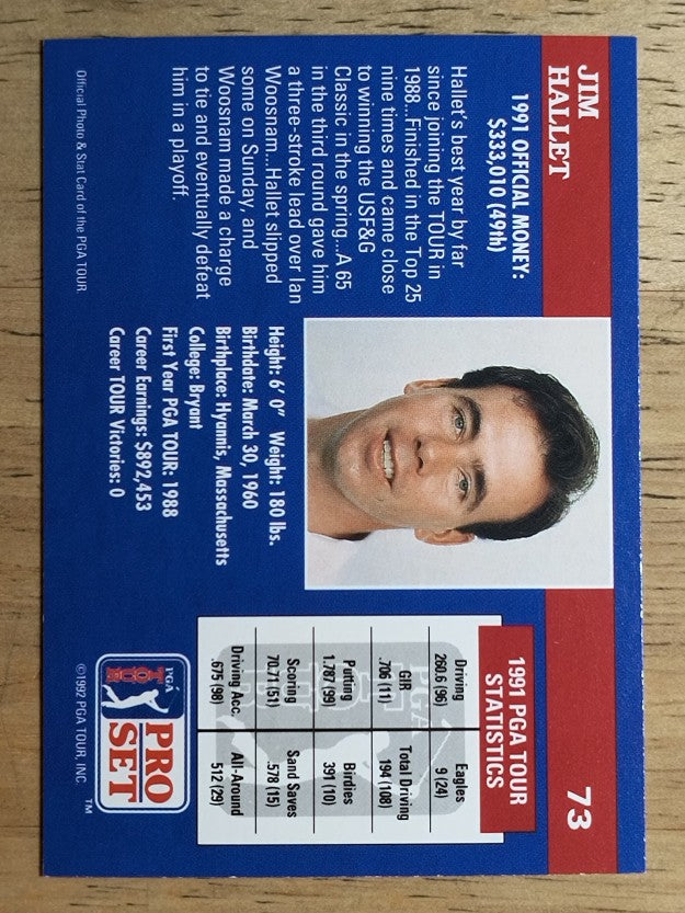 1992 Pro Set #73 Jim Hallet