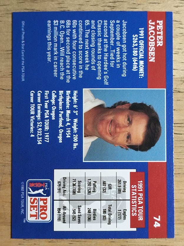 1992 Pro Set #74 Peter Jacobsen