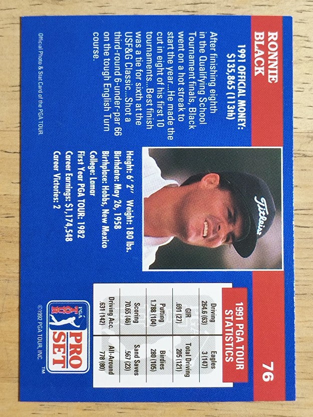1992 Pro Set #76 Ronnie Black