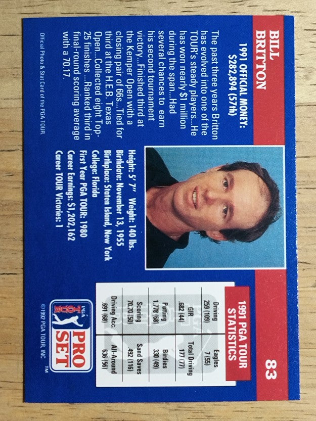 1992 Pro Set #83 Bill Britton