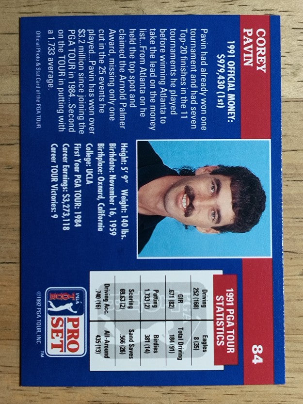 1992 Pro Set #84 Corey Pavin