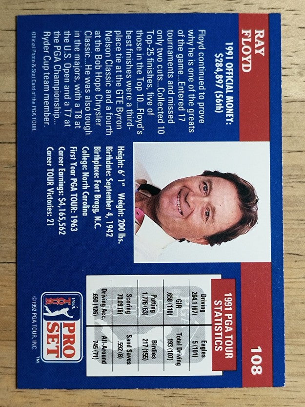 1992 Pro Set #108 Raymond Floyd