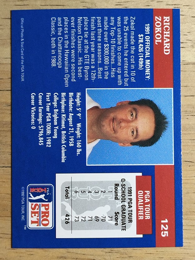 1992 Pro Set #125 Richard Zokol