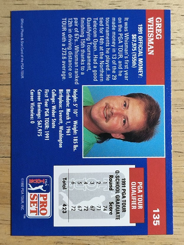 1992 Pro Set #135 Greg Whisman