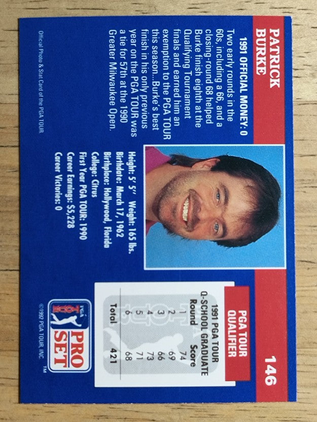 1992 Pro Set #146 Patrick Burke RC