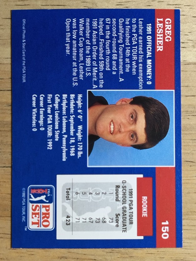 1992 Pro Set #150 Greg Lesher RC