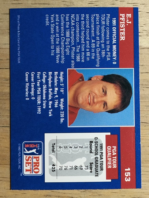 1992 Pro Set #153 E.J. Pfister RC