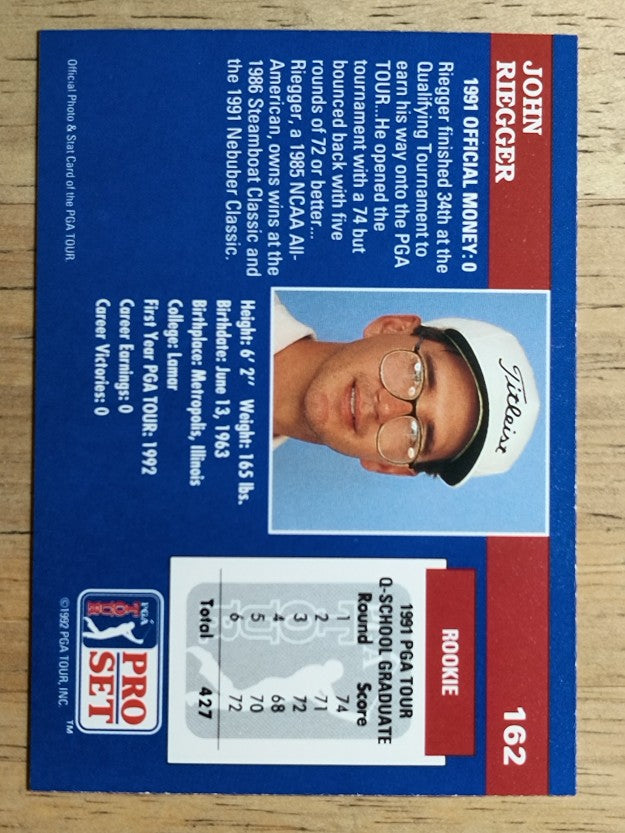 1992 Pro Set #162 John Riegger RC
