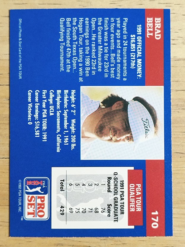 1992 Pro Set #170 Brad Bell
