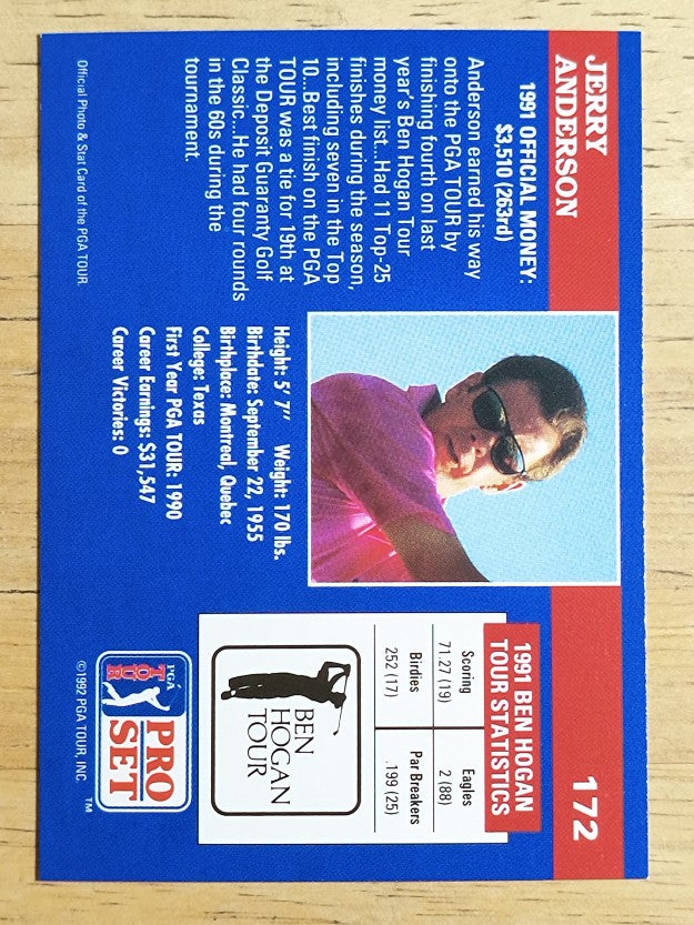1992 Pro Set #172 Jerry Anderson RC