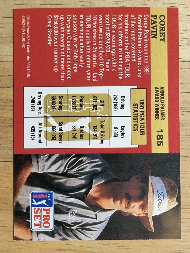 1992 Pro Set #185 Corey Pavin AW