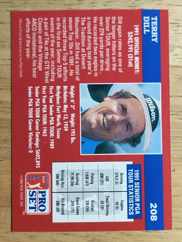 1992 Pro Set #208 Terry Dill