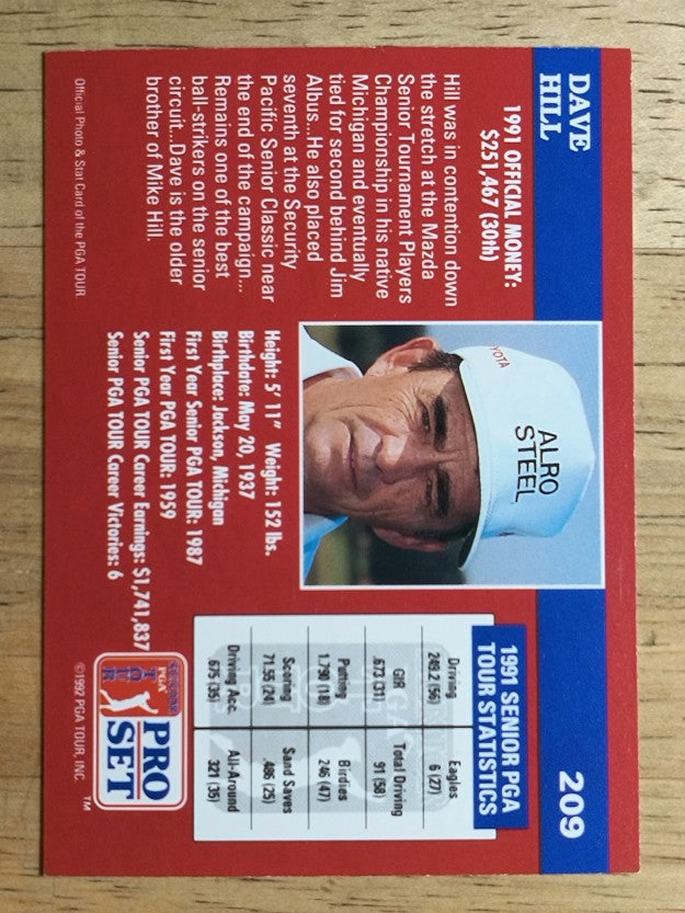 1992 Pro Set #209 Dave Hill