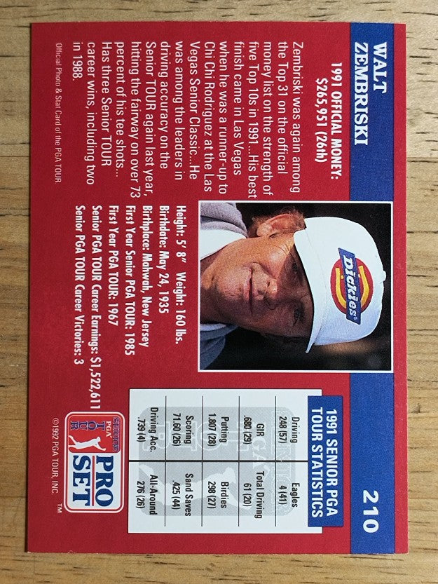 1992 Pro Set #210 Walt Zembriski