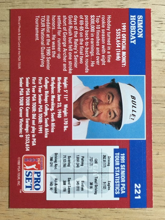 1992 Pro Set #221 Simon Hobday