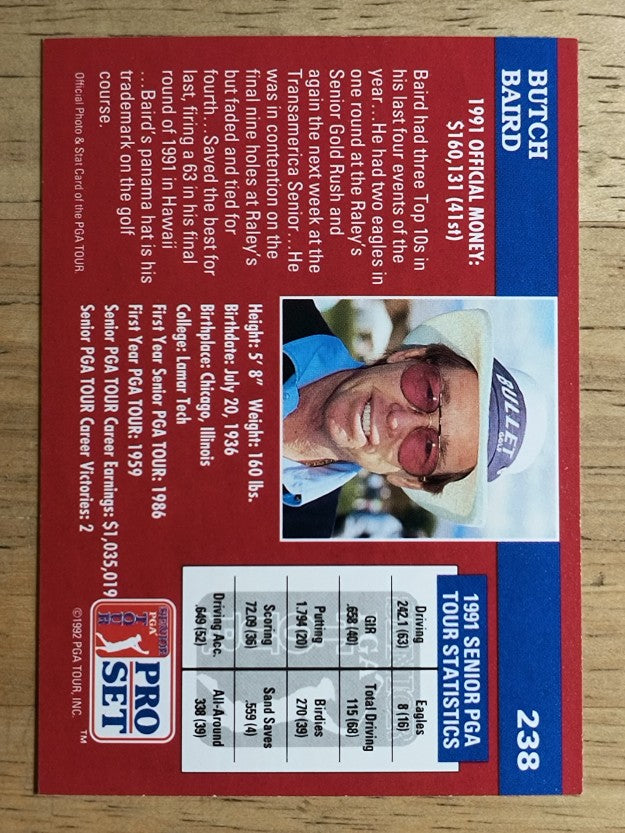 1992 Pro Set #238 Butch Baird