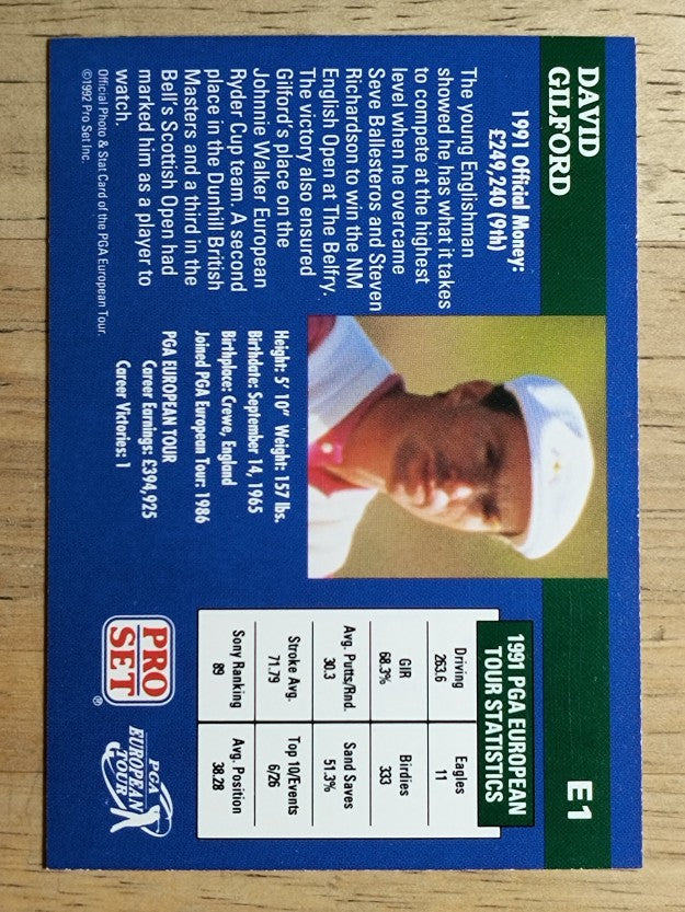 1992 Pro Set #E1 David Gilford RC