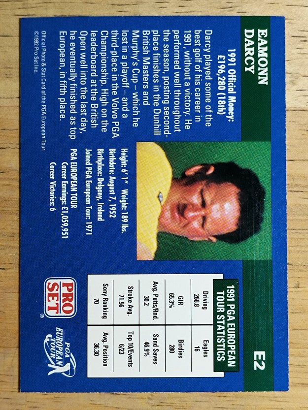 1992 Pro Set #E2 Eamonn Darcy RC