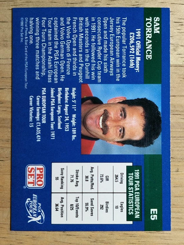 1992 Pro Set #E5 Sam Torrance RC