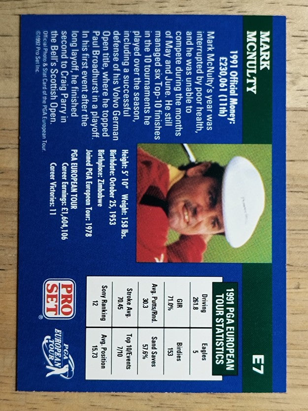 1992 Pro Set #E7 Mark McNulty RC