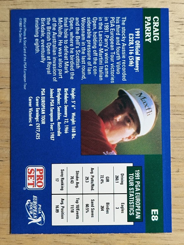 1992 Pro Set #E8 Craig Parry RC