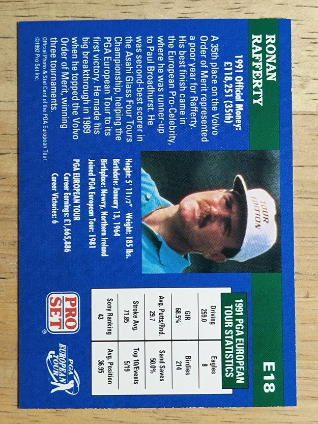 1992 Pro Set #E18 Ronan Rafferty RC