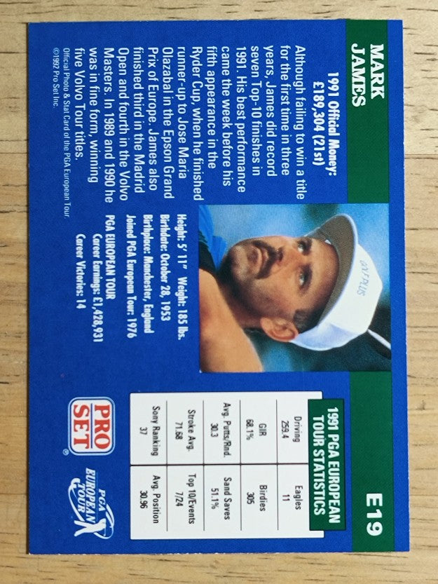 1992 Pro Set #E19 Mark James RC