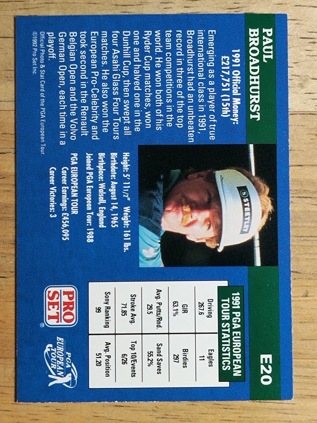 1992 Pro Set #E20 Paul Broadhurst RC