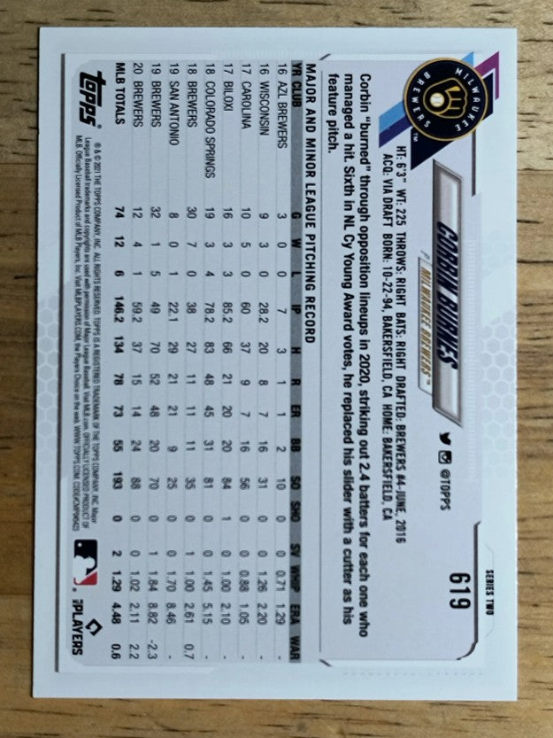 2021 Topps #619 Corbin Burnes