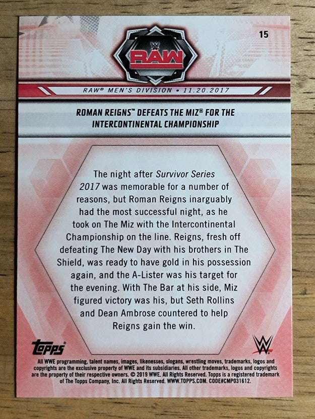 2019 Topps WWE Road to WrestleMania #15 Roman Reigns/The Miz