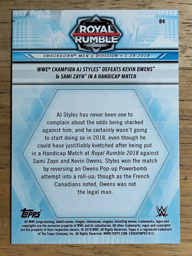 2019 Topps WWE Road to WrestleMania #84 WWE Champion AJ Styles/Kevin Owens