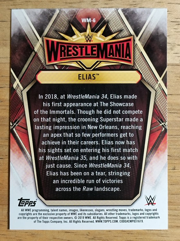 2019 Topps WWE Road to WrestleMania WrestleMania 35 Roster #WM6 Elias