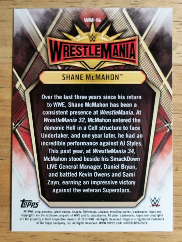 2019 Topps WWE Road to WrestleMania WrestleMania 35 Roster #WM16 Shane McMahon