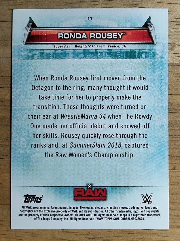 2019 Topps WWE Women's Division #11 Ronda Rousey