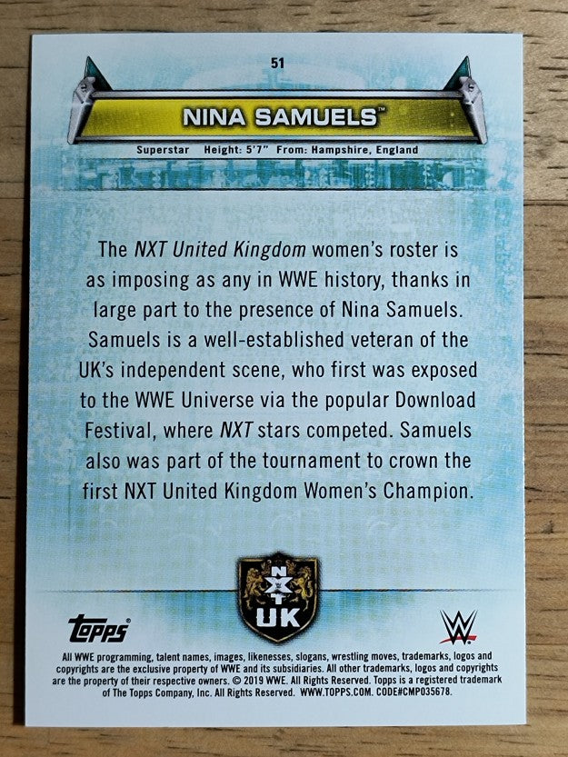2019 Topps WWE Women's Division #51 Nina Samuels RC