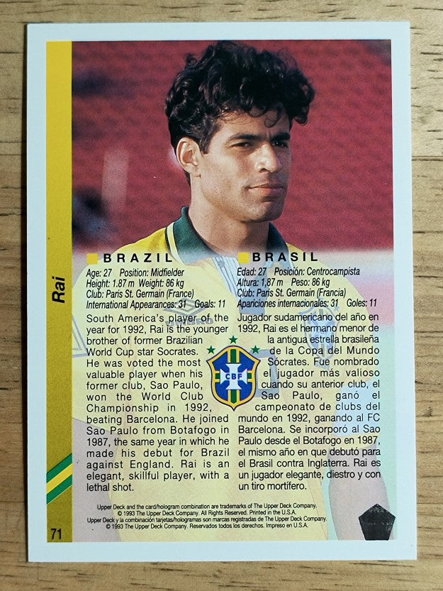1993 Upper Deck World Cup 94 Preview English/Spanish #71 Rai