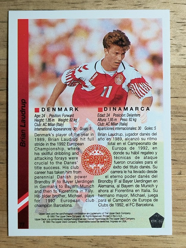 1993 Upper Deck World Cup 94 Preview English/Spanish #77 Brian Laudrup