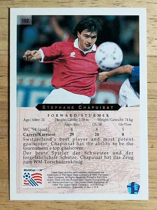 1994 Upper Deck World Cup Contenders English/German #102 Stephane Chapuisat
