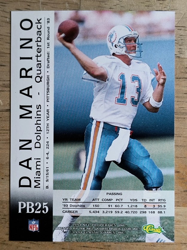 1994 Pro Line Live Spotlight #PB25 Dan Marino