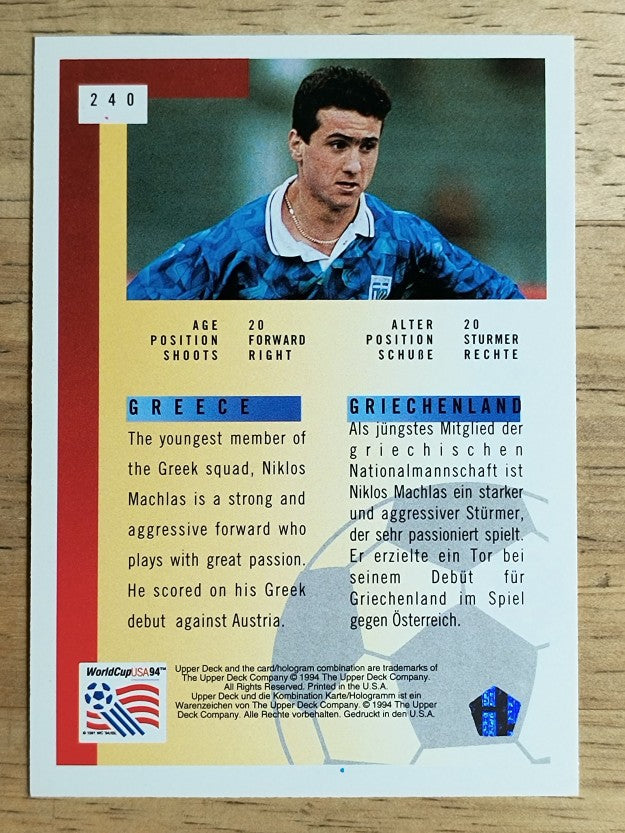 1994 Upper Deck World Cup Contenders English/German #240 Nikolaos Machlas