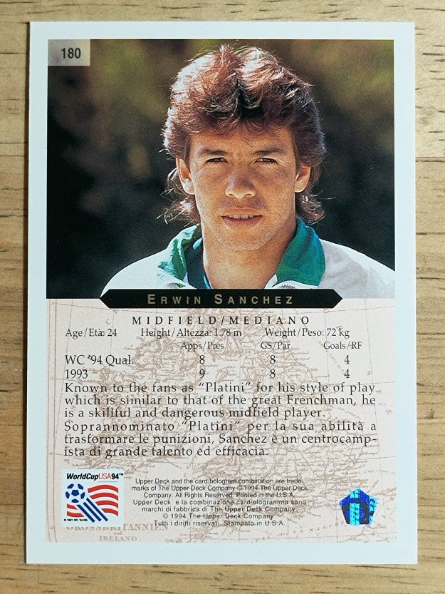 1994 Upper Deck World Cup Contenders English/Italian #180 Erwin Sanchez