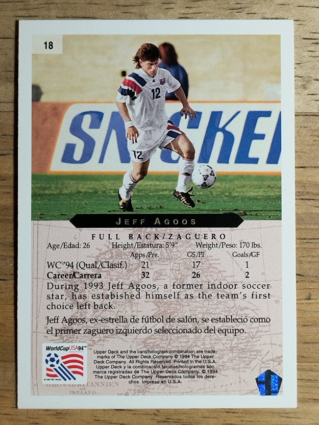 1994 Upper Deck World Cup Contenders English/Spanish #18 Jeff Agoos