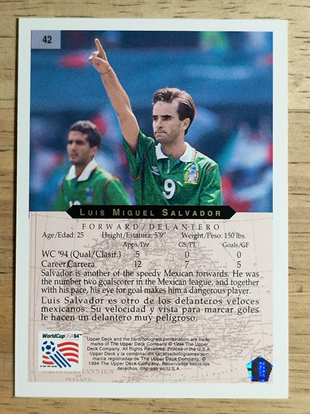 1994 Upper Deck World Cup Contenders English/Spanish #42 Luis Salvador