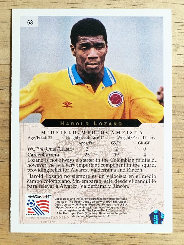 1994 Upper Deck World Cup Contenders English/Spanish #63 Harold Lozano