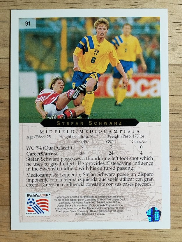 1994 Upper Deck World Cup Contenders English/Spanish #91 Stefan Schwarz