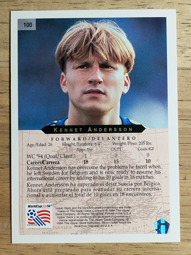 1994 Upper Deck World Cup Contenders English/Spanish #100 Kennet Andersson